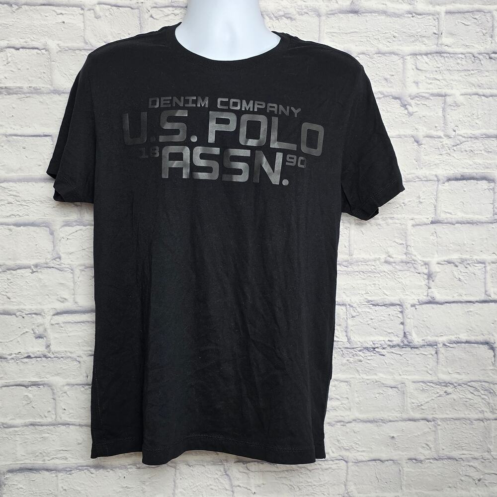 U.S. Polo Assn. Denim Co. Large Black Graphic T-Shirt 100% Cotton